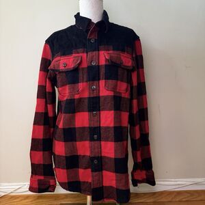 American Eagle AE Unisex Flannel Plaid Button-Down Long Sleeve Shacket Size S